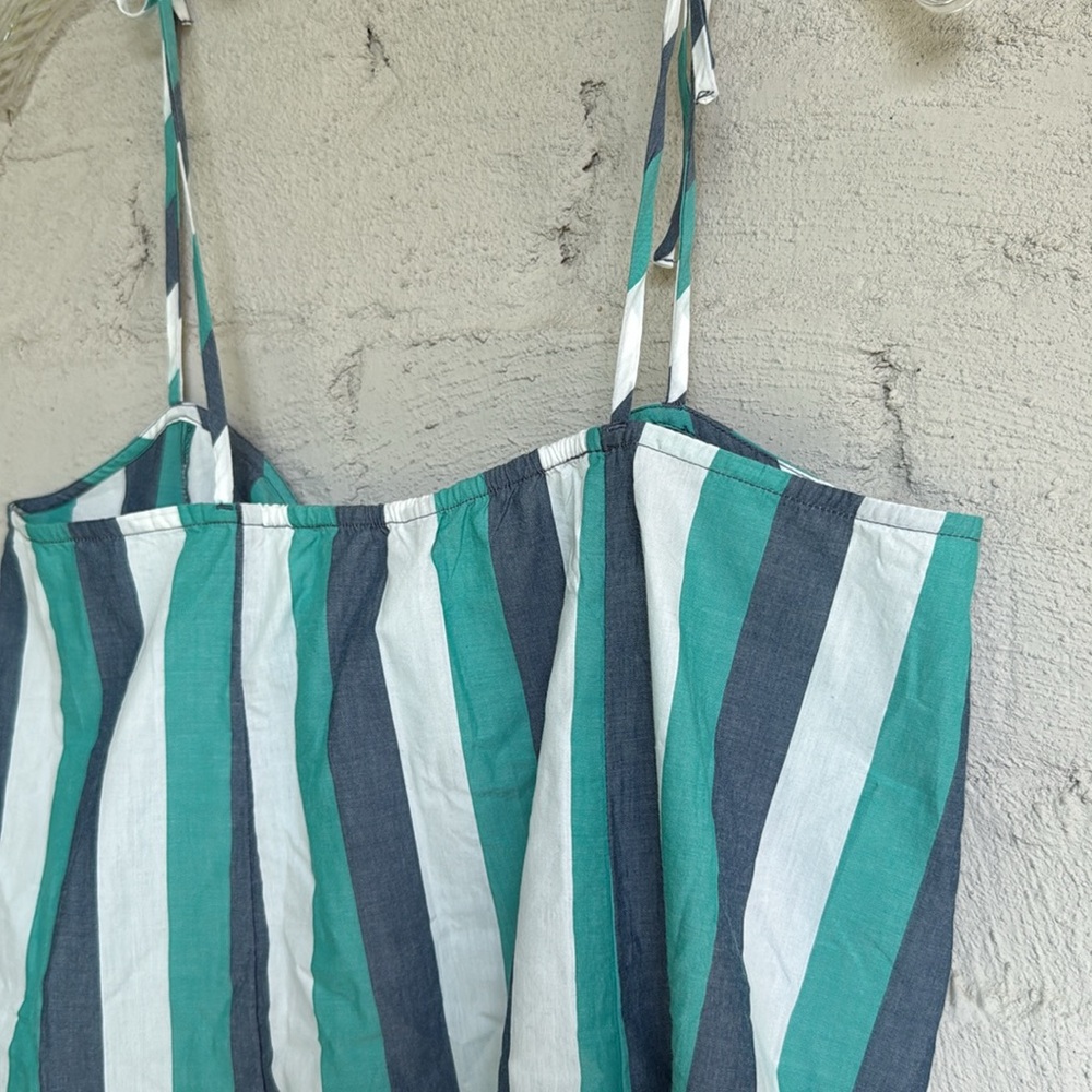 NWT By Anthropologie Aqua/Gray/White Striped Cotton Shift Dress Size Small - Picture 8 of 14